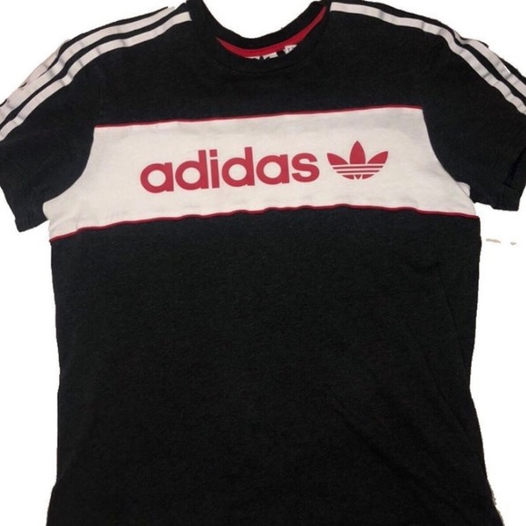 ✇ 3 STRIPE ADIDAS GREY SOCCER SHIRT✇ - Picture 3 of 3